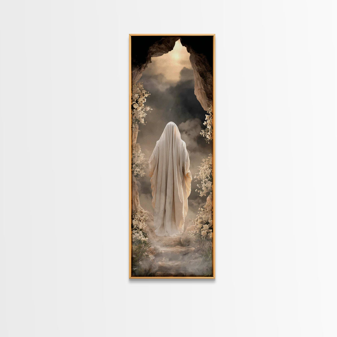 Holy Cave Dawn – Framed Canvas Print – Tall Skinny Art Print – Christian Art – Jesus Painting – Christian Art Canvas – Christian Wall Art –