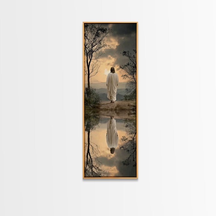 Twilight Journey Home – Framed Canvas Print – Narrow Art – Christian Wall Art – Christian Art Canvas – Jesus Painting – Subtle Christian Ar