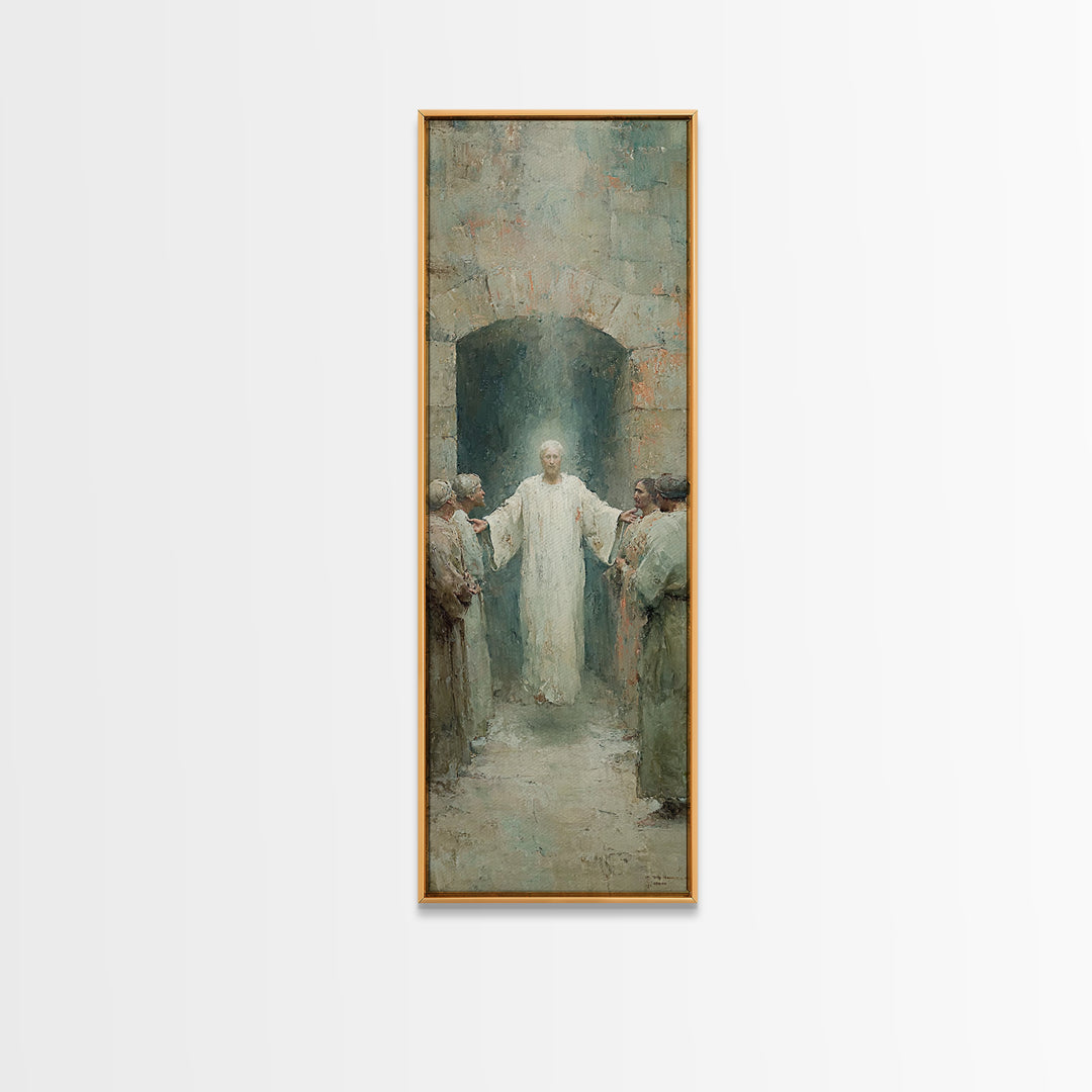 Risen In Glory – Framed Canvas Print – Tall Narrow Wall Art – Christian Art Canvas – Jesus Painting – Christian Art Print – Christian Wall