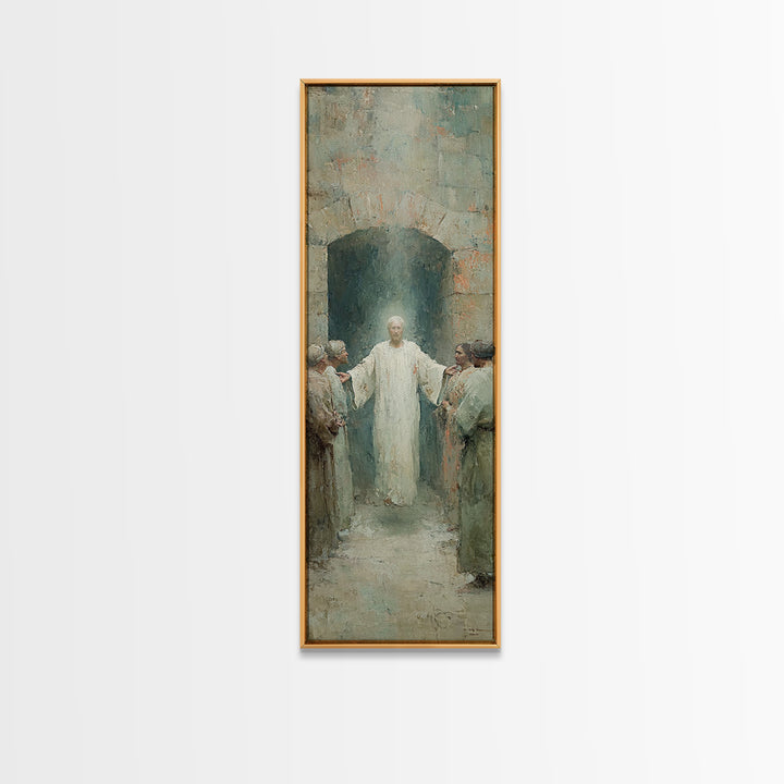 Risen In Glory – Framed Canvas Print – Tall Narrow Wall Art – Christian Art Canvas – Jesus Painting – Christian Art Print – Christian Wall