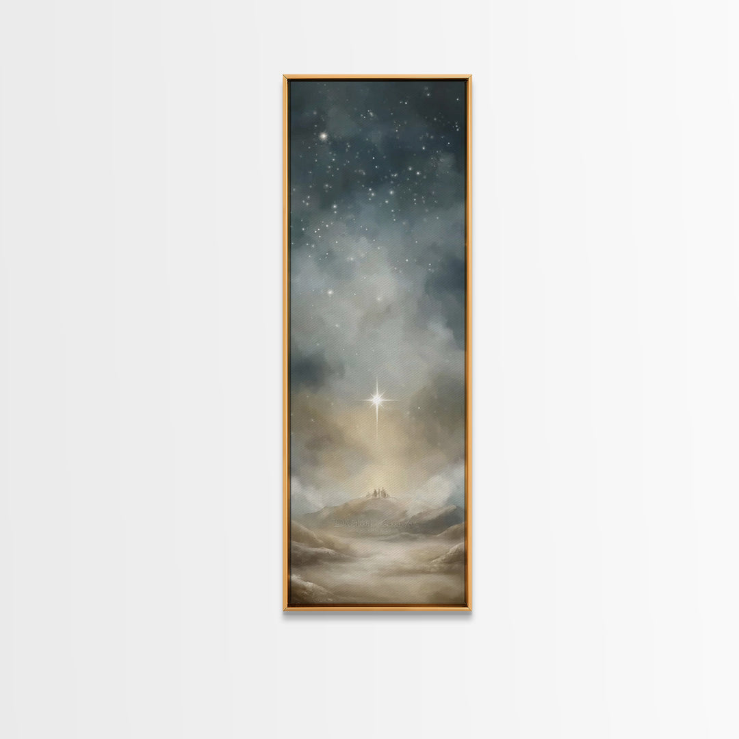 Holy Star Promise – Framed Canvas Print – Tall Skinny Art Print – Christian Art – Christian Art Canvas – Christmas Wall Art – Christian Chr