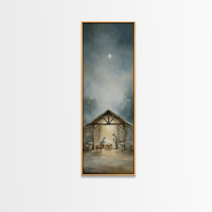 Bethlehem Night Light – Framed Canvas Print – Skinny Art – Christian Christmas Art – Christian Art Canvas – Jesus Painting – Christian Wall