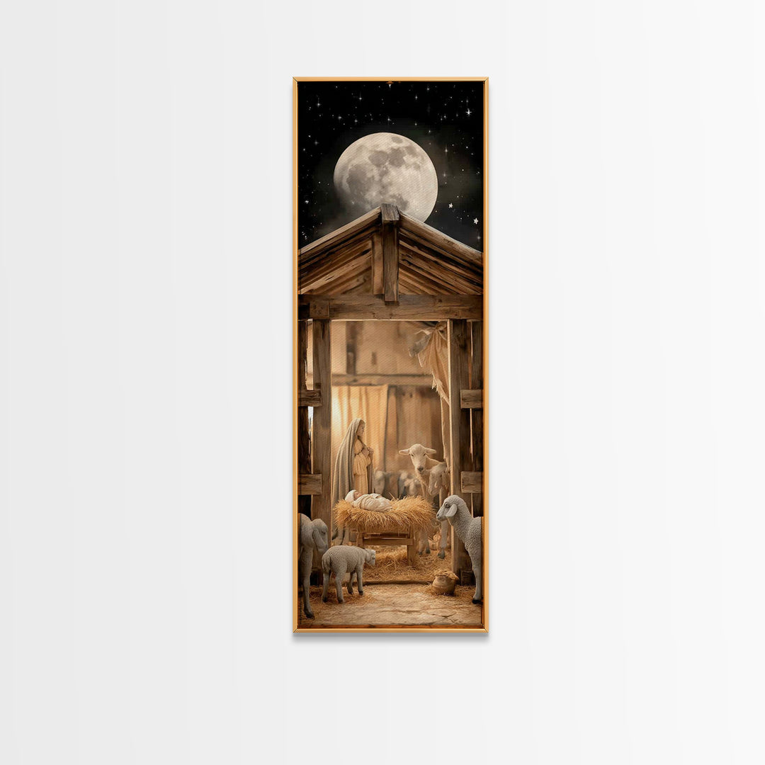 Stable Blessing Grace – Framed Canvas Print – Skinny Art – Christian Wall Art – Jesus Painting – Christmas Art – Christian Art Canvas