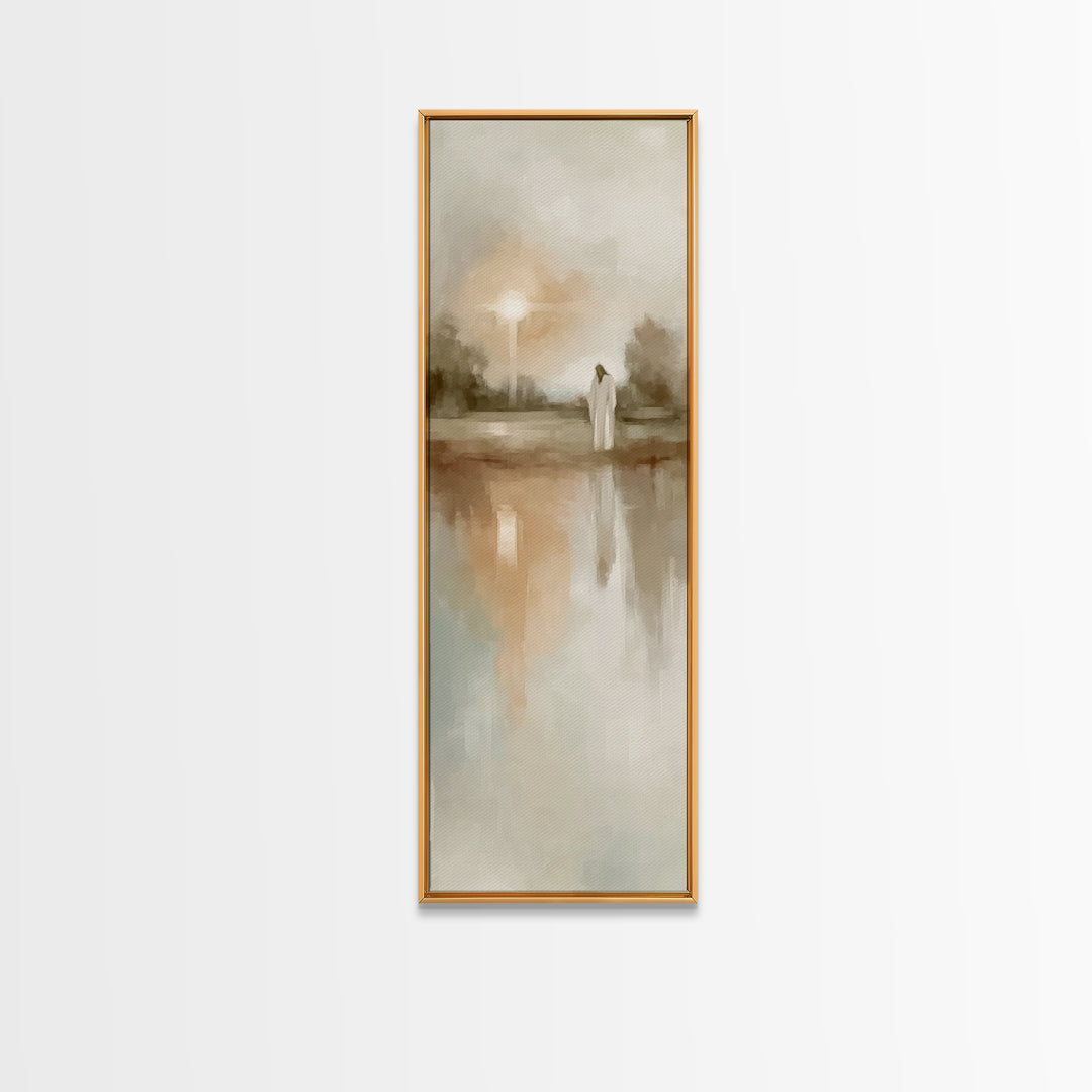 Gentle Dawn Messiah – Framed Canvas Print – Skinny Art – Christian Art – Christian Art Canvas – Jesus Painting – Minimalist Christian Art
