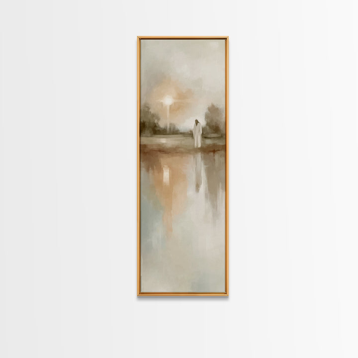 Gentle Dawn Messiah – Framed Canvas Print – Skinny Art – Christian Art – Christian Art Canvas – Jesus Painting – Minimalist Christian Art
