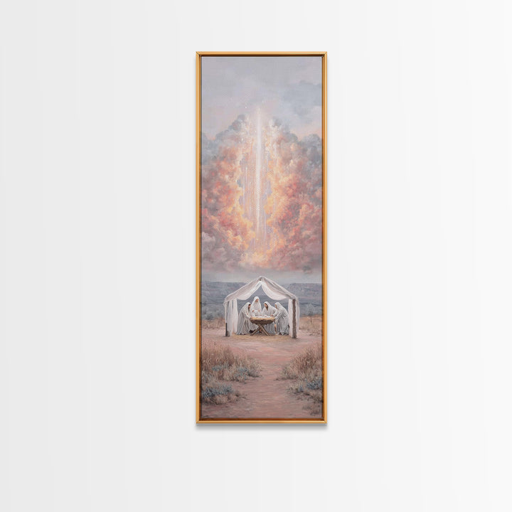 Celestial Birth Wonder – Framed Canvas Print – Skinny Art – Christian Wall Art – Christmas Art – Christian Art Canvas – Jesus Christmas Art