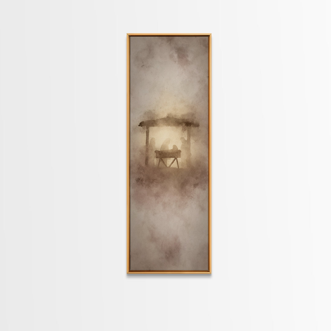 Bethlehem Night Glory – Framed Canvas Print – Tall Narrow Wall Art – Jesus Painting – Christian Christmas Art – Christian Art Canvas – Jesu