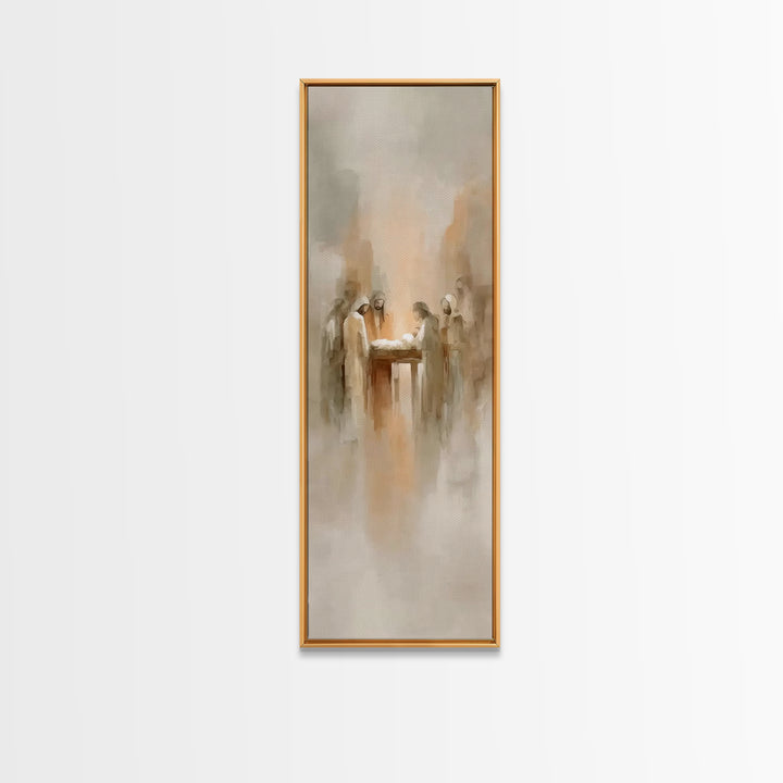 Nativity Dawn Light – Framed Canvas Print – Tall Narrow Wall Art – Christian Christmas Art – Jesus Art – Jesus Painting – Christian Art Can