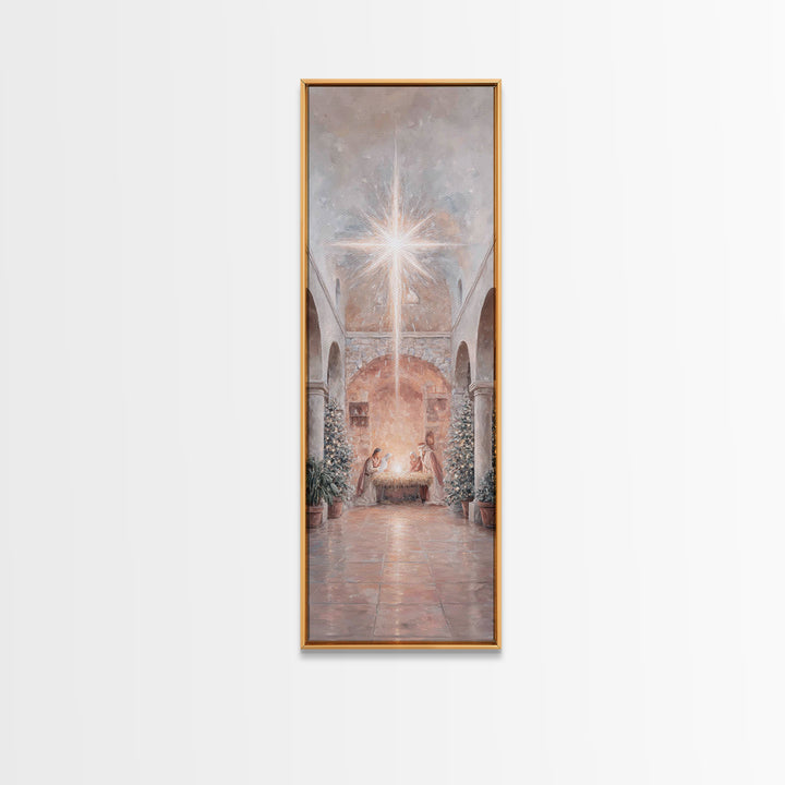 Star of Bethlehem – Framed Canvas Print – Tall Narrow Wall Art – Jesus Painting – Jesus Art – Christian Art Canvas – Christian Christmas Ar