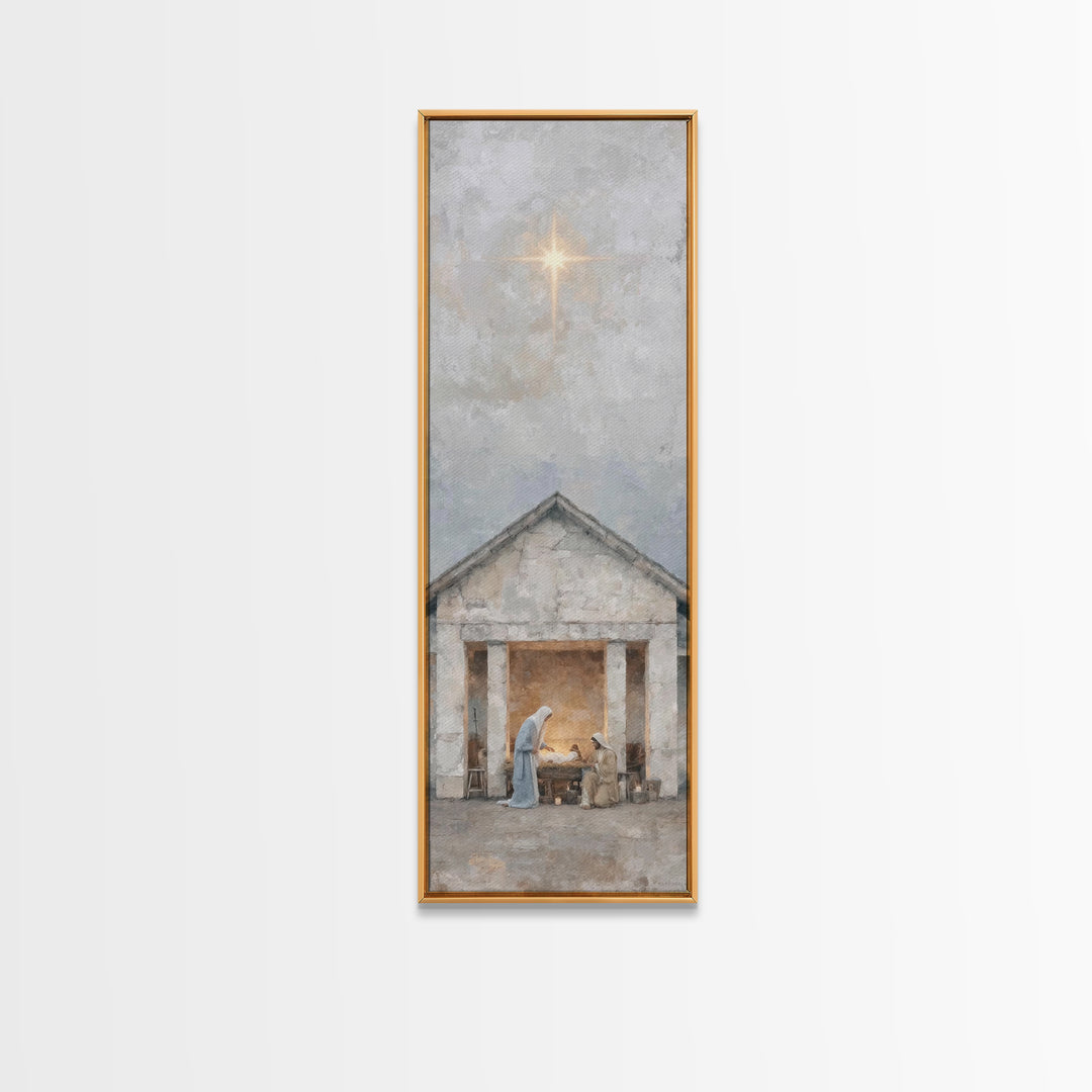 Sacred Christmas Hope – Framed Canvas Print – Tall Narrow Wall Art – Jesus Art – Christian Christmas Art – Jesus Painting – Christian Art C