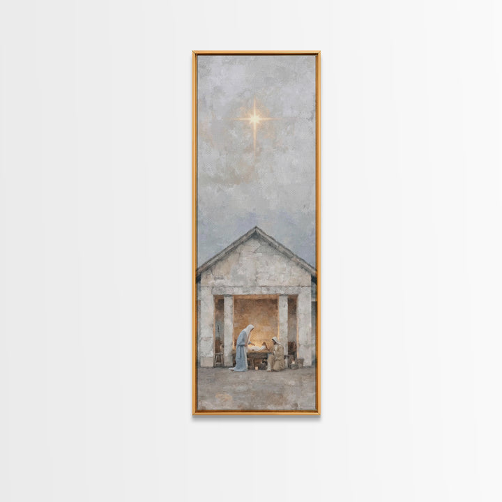 Sacred Christmas Hope – Framed Canvas Print – Tall Narrow Wall Art – Jesus Art – Christian Christmas Art – Jesus Painting – Christian Art C