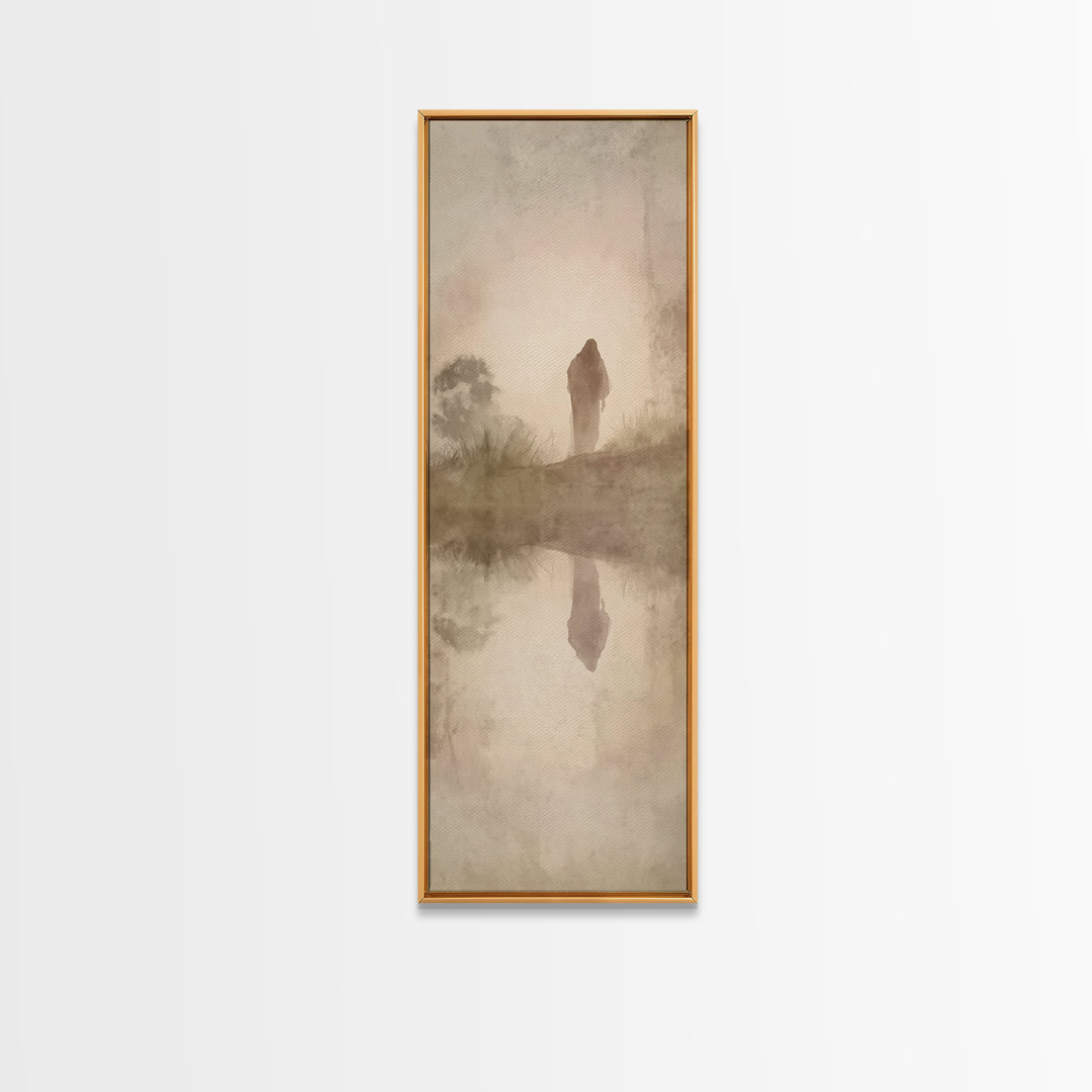 Silent Morning Savior – Framed Canvas Print – Narrow Art – Christian Wall Art – Christian Art – Jesus Painting – Modern Christian Painting