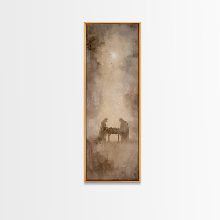 Divine Birth Star – Framed Canvas Print – Tall Narrow Wall Art – Jesus Painting – Christian Art Canvas – Jesus Art – Christian Christmas Ar