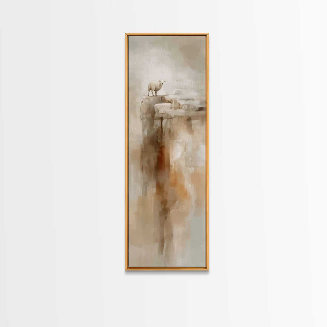 Soft Valley Lamb | Framed Canvas Print | Christian Art Canvas | Subtle Christian Art | Christian Wall Art | Christian Painting | Skinny Art