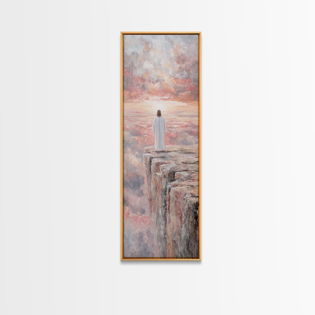 Dawn of Mercy, Framed Canvas Print, Christian Art Canvas, Jesus Painting, Christian Wall Art, Moody Christian Art, Tall Skinny Art Print