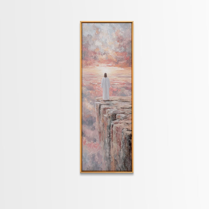 Dawn of Mercy, Framed Canvas Print, Christian Art Canvas, Jesus Painting, Christian Wall Art, Moody Christian Art, Tall Skinny Art Print