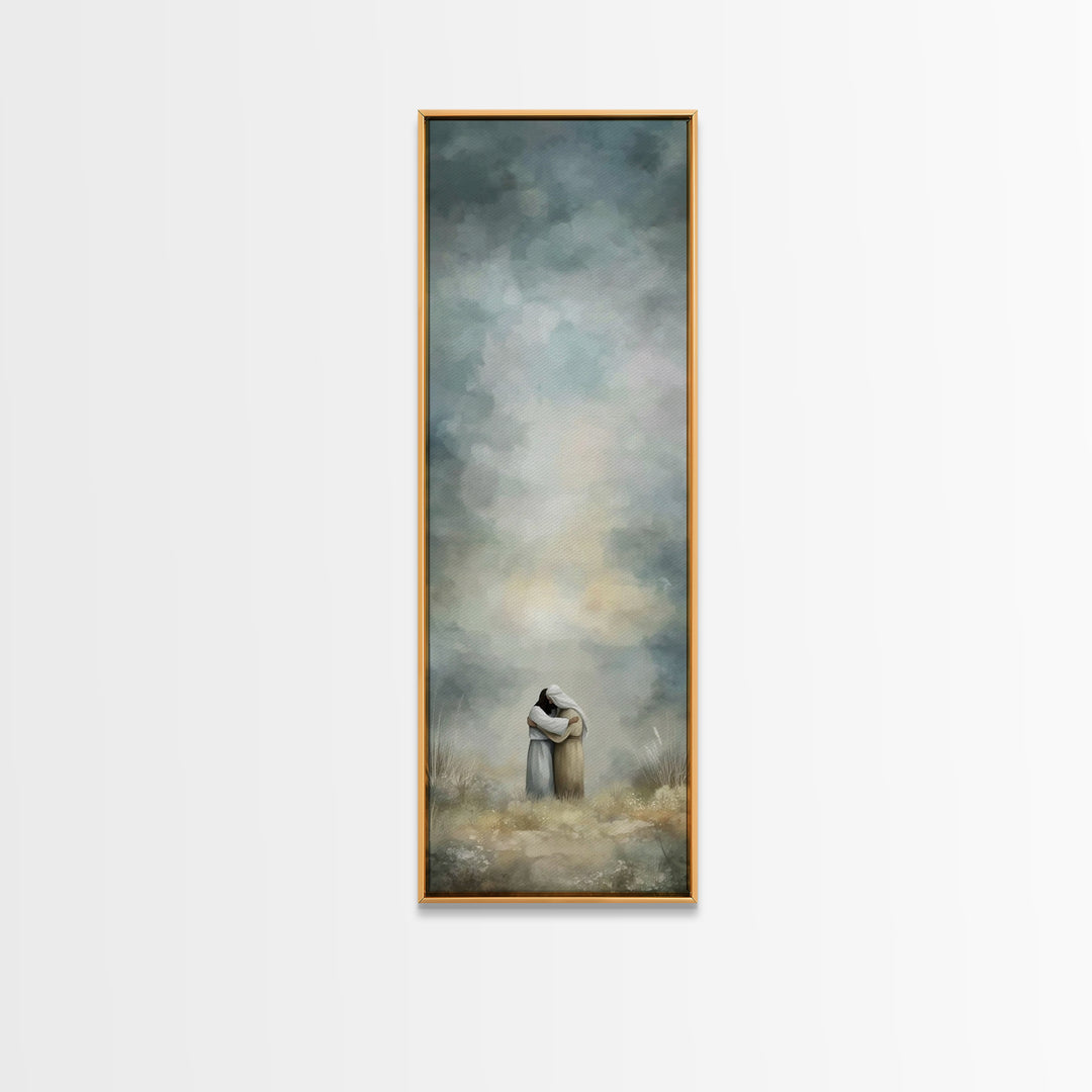 Embrace of Grace | Framed Canvas Print | Christian Wall Art | Christian Art Canvas | Christian Painting | Subtle Christian Art | Narrow Art