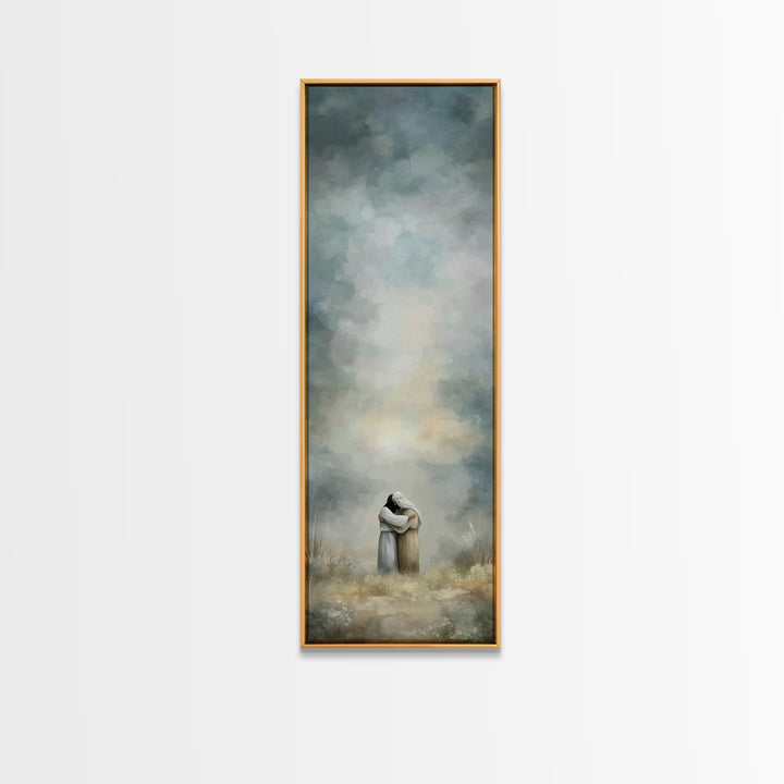 Embrace of Grace | Framed Canvas Print | Christian Wall Art | Christian Art Canvas | Christian Painting | Subtle Christian Art | Narrow Art