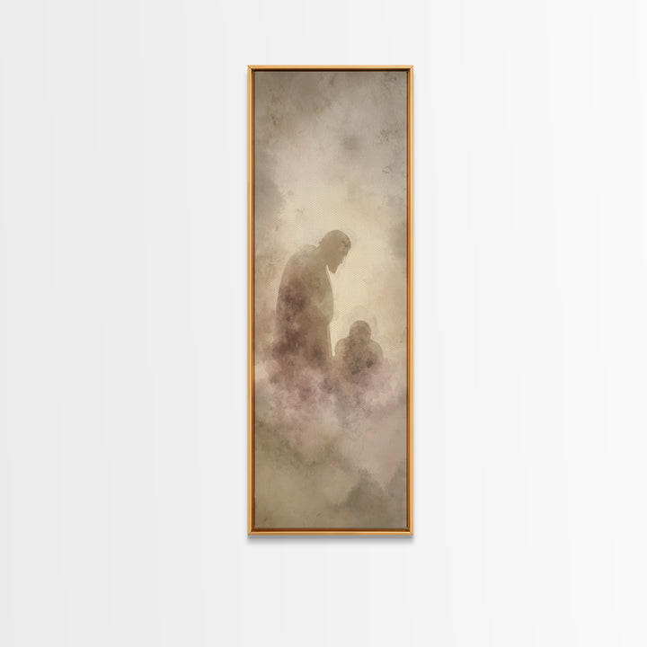 Shadowed Mercy Calm – Framed Canvas Print – Christian Art – Christian Wall Art – Christian Art Canvas – Minimalist Christian Art – Narrow A