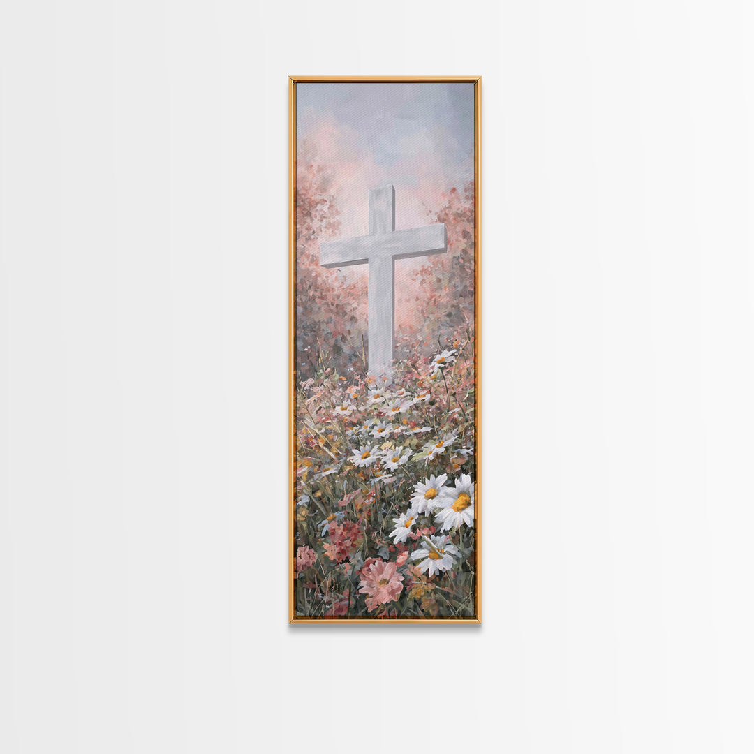 Garden Of Redemption, Framed Canvas Print, Christian Art Canvas, Christian Wall Art, Modern Christian Art, Christian Painting, Tall Skinny