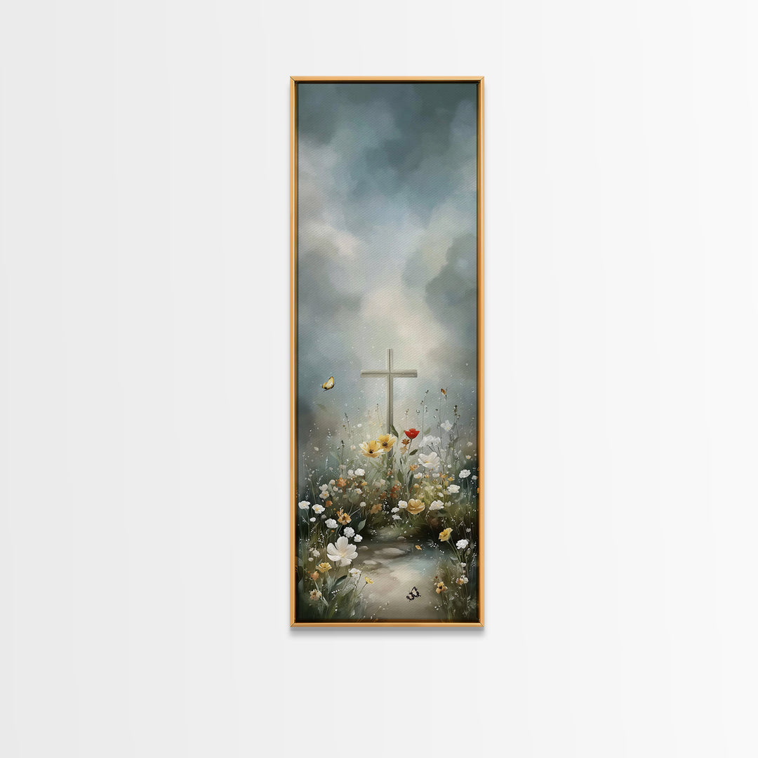 Garden Of Grace – Framed Canvas Print – Christian Wall Art – Christian Art Canvas – Jesus Painting – Tall Narrow Wall Art