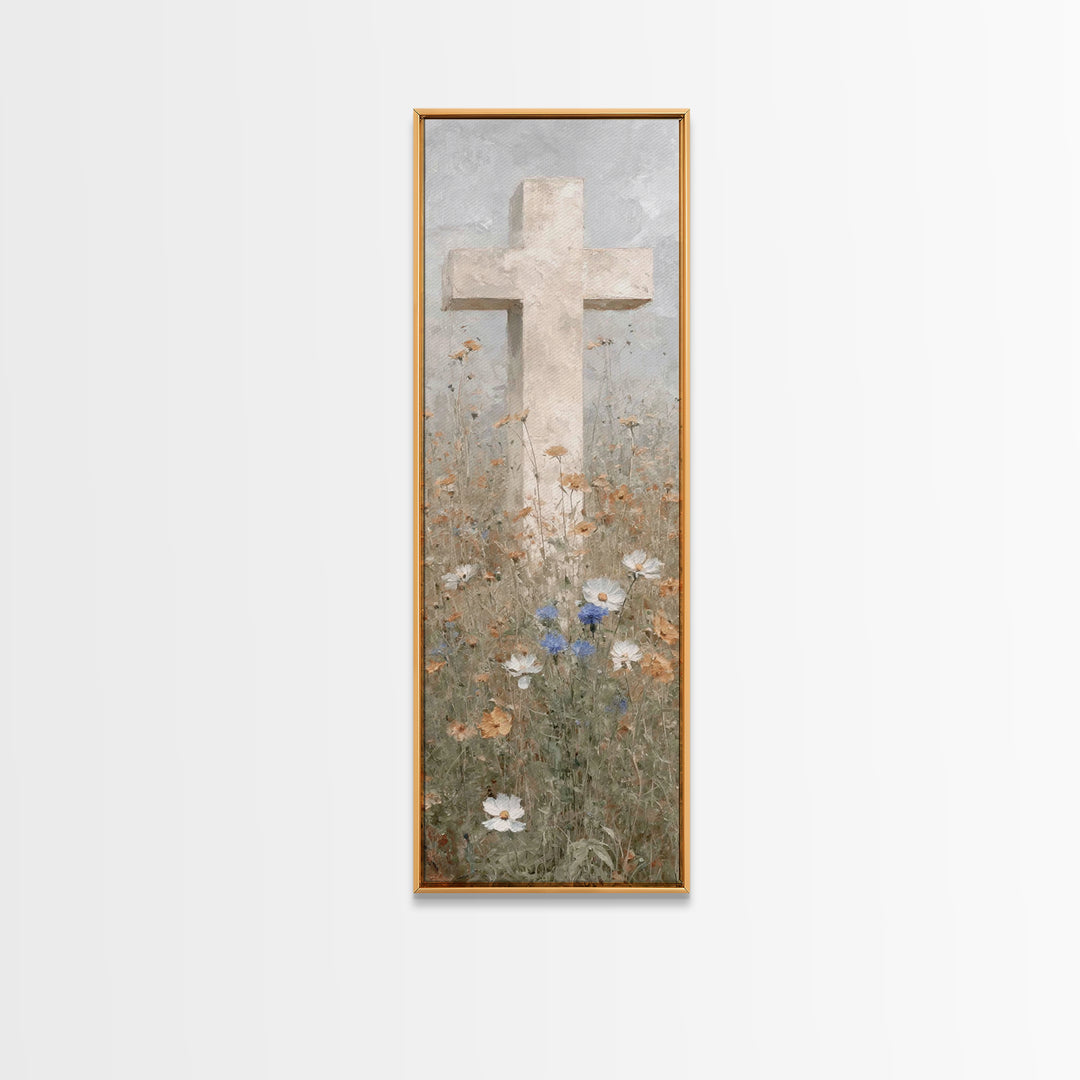 Field Of Mercy – Framed Canvas Print – Christian Art Canvas – Tall Narrow Wall Art – Jesus Painting – Christian Wall Art