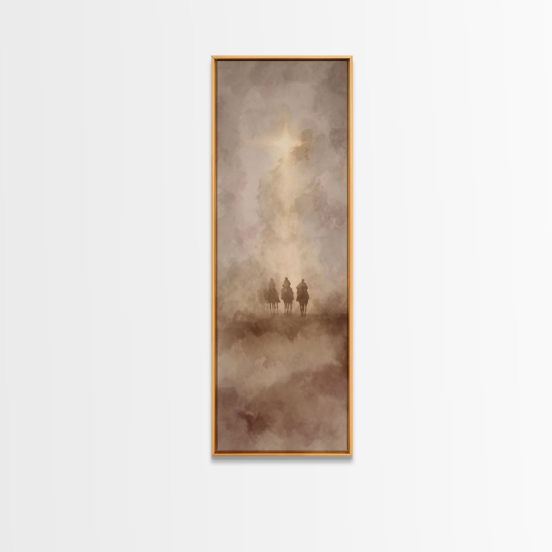 Desert Pilgrims | Framed Canvas Print | Tall Skinny Art Print | Christian Wall Art | Christian Art Canvas | Christmas Art