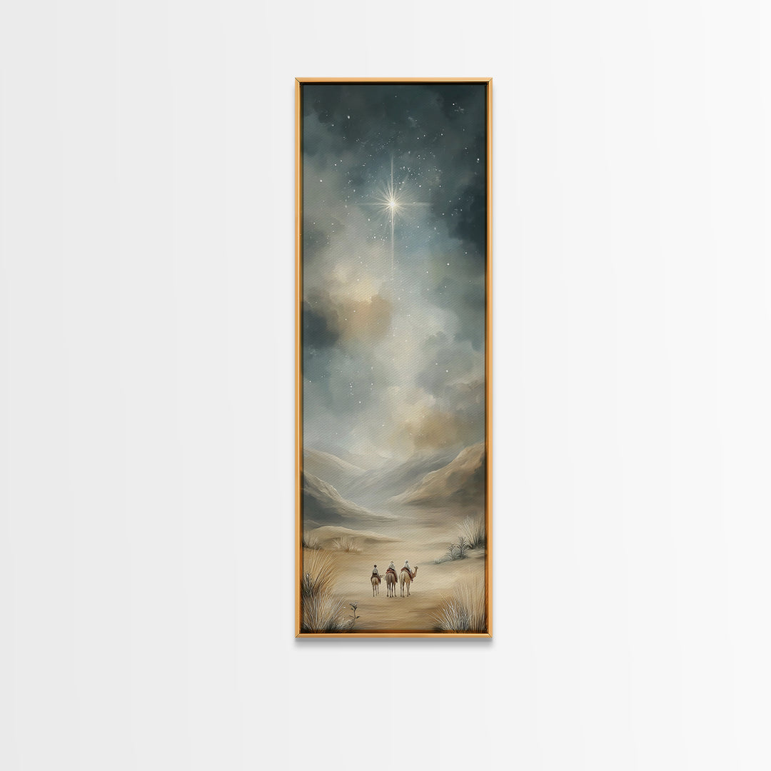 Guiding Star Journey | Framed Canvas Print | Skinny Art | Christian Art Canvas | Christmas Wall Art | Christian Painting