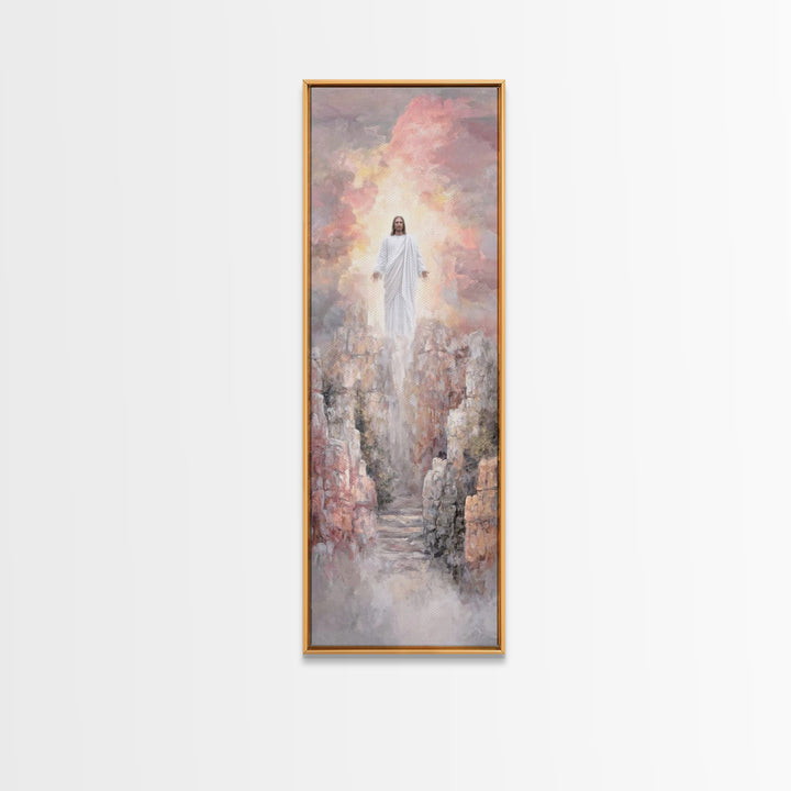 Ascension Light | Framed Canvas Print | Tall Narrow Wall Art | Christian Art Canvas | Jesus Painting | Christian Wall Art