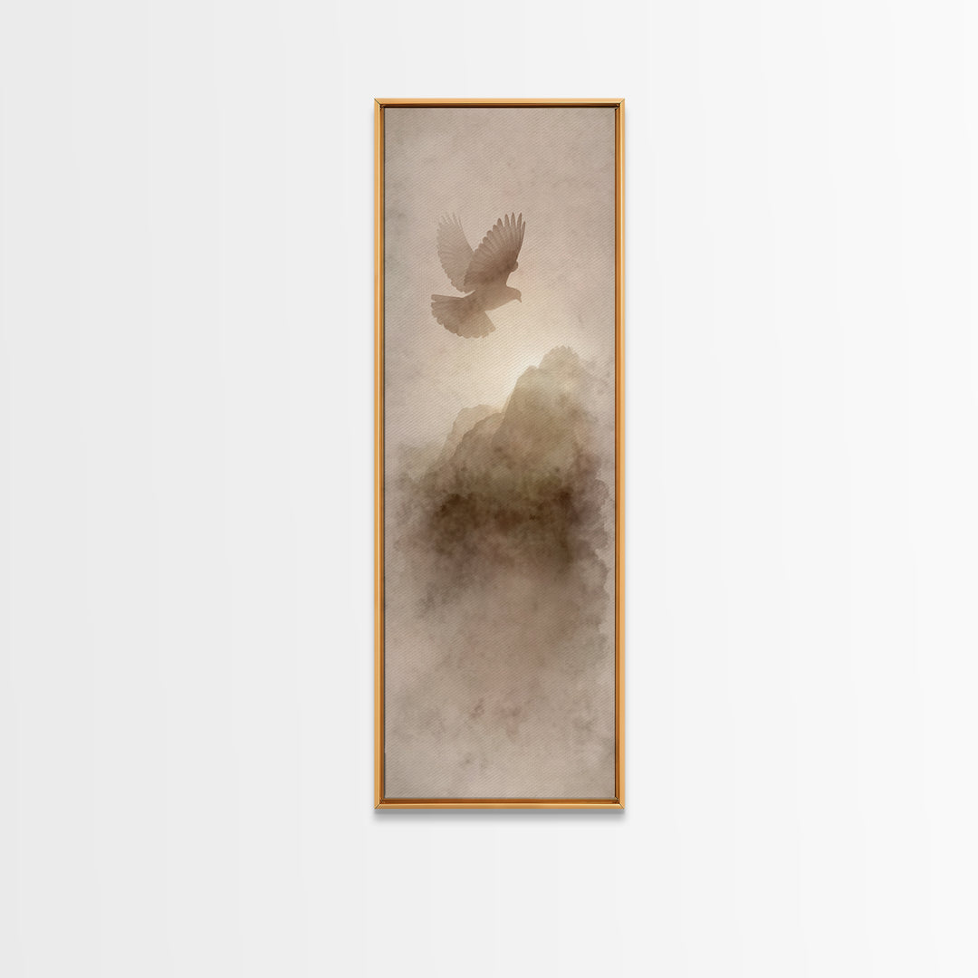 Wings Of Peace – Framed Canvas Print – Christian Wall Art – Christian Art Canvas – Tall Narrow Wall Art – Jesus Painting – Christian Decor
