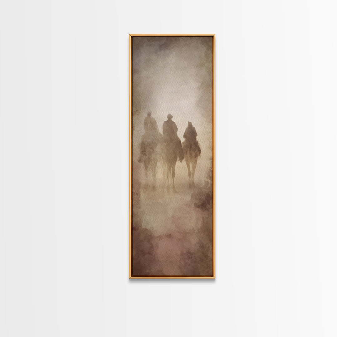 The Midnight Caravan – Framed Canvas Print – Tall Skinny Art Print – Christian Art Canvas – Christian Wall Art – Christmas Art – Christian