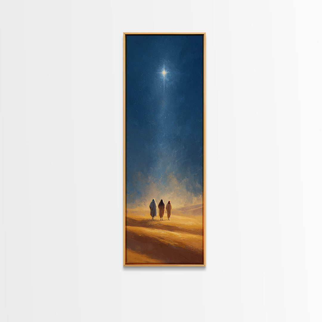 The Guiding Star – Framed Canvas Print – Christian Wall Art – Tall Narrow Wall Art – Christian Art Canvas – Christmas Art