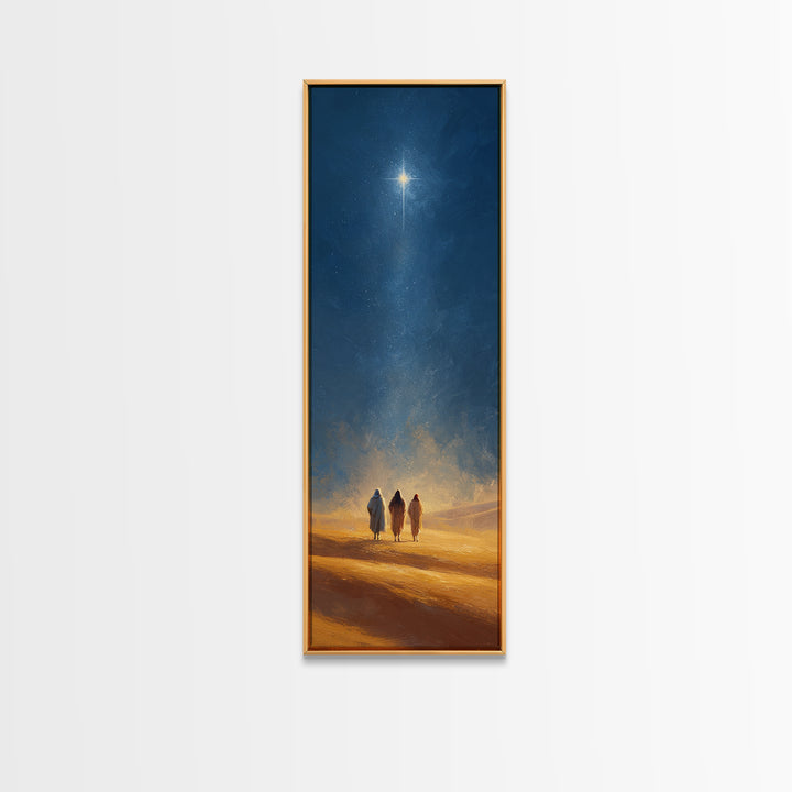 The Guiding Star – Framed Canvas Print – Christian Wall Art – Tall Narrow Wall Art – Christian Art Canvas – Christmas Art