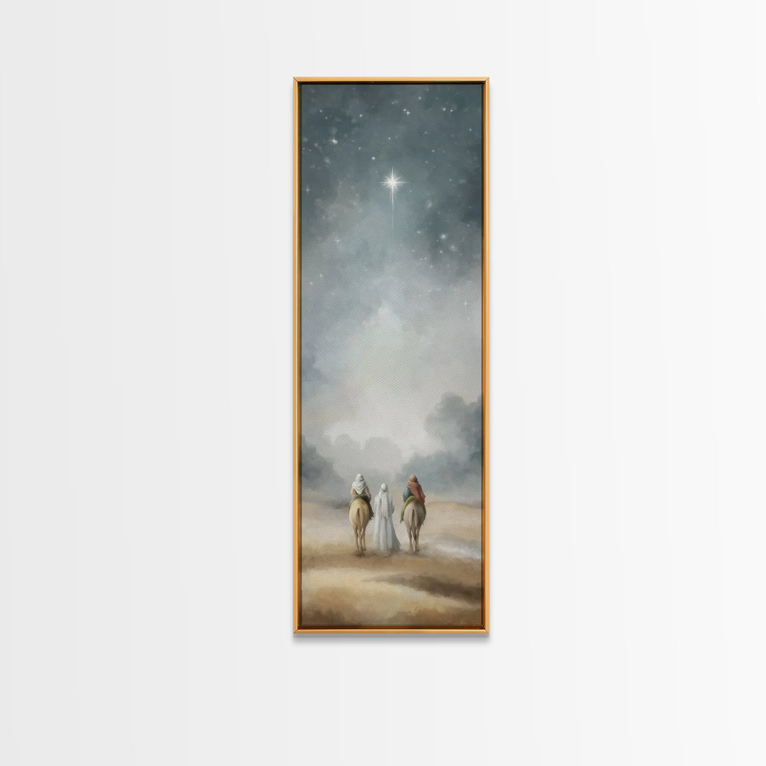 Sacred Night Path – Framed Canvas Print – Christian Art Canvas – Tall Narrow Wall Art – Christmas Wall Art – Christian Art