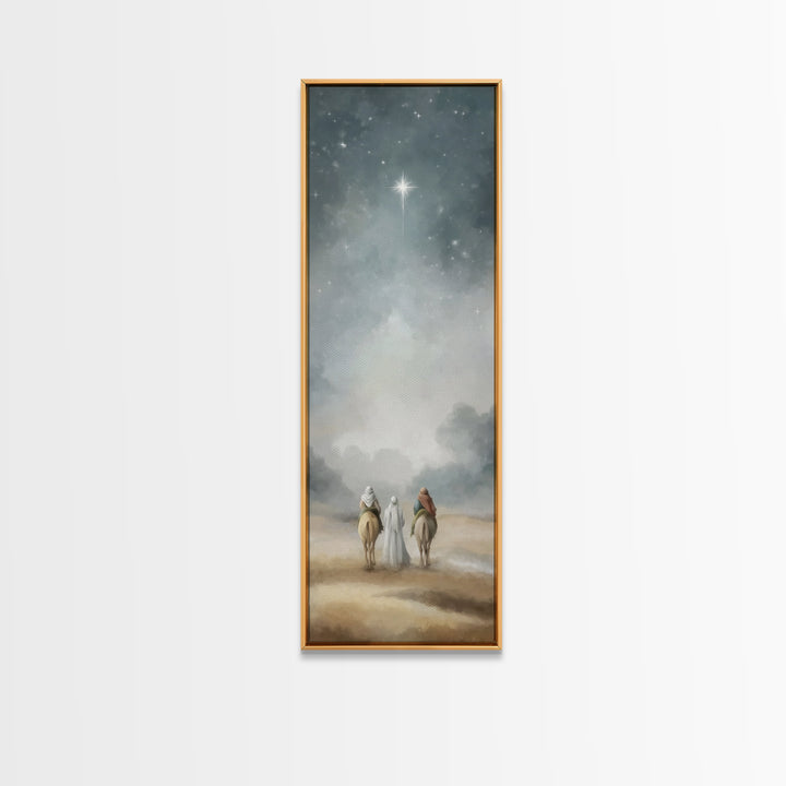 Sacred Night Path – Framed Canvas Print – Christian Art Canvas – Tall Narrow Wall Art – Christmas Wall Art – Christian Art