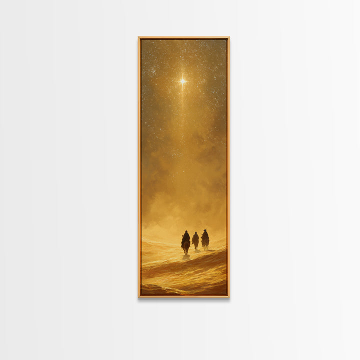 Holy Desert Trek – Framed Canvas Print – Christian Wall Art – Narrow Art – Christmas Art – Christian Art Canvas