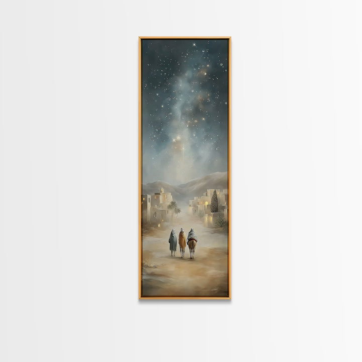 Bethlehem Wayfarers – Framed Canvas Print – Christian Christmas Art – Skinny Art – Christian Art Canvas – Christian Wall Art