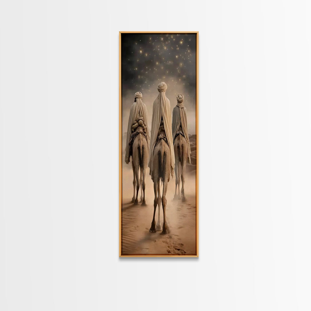Pilgrims Of Light – Framed Canvas Print – Christian Wall Art – Narrow Art – Christian Art Work – Christian Christmas Art