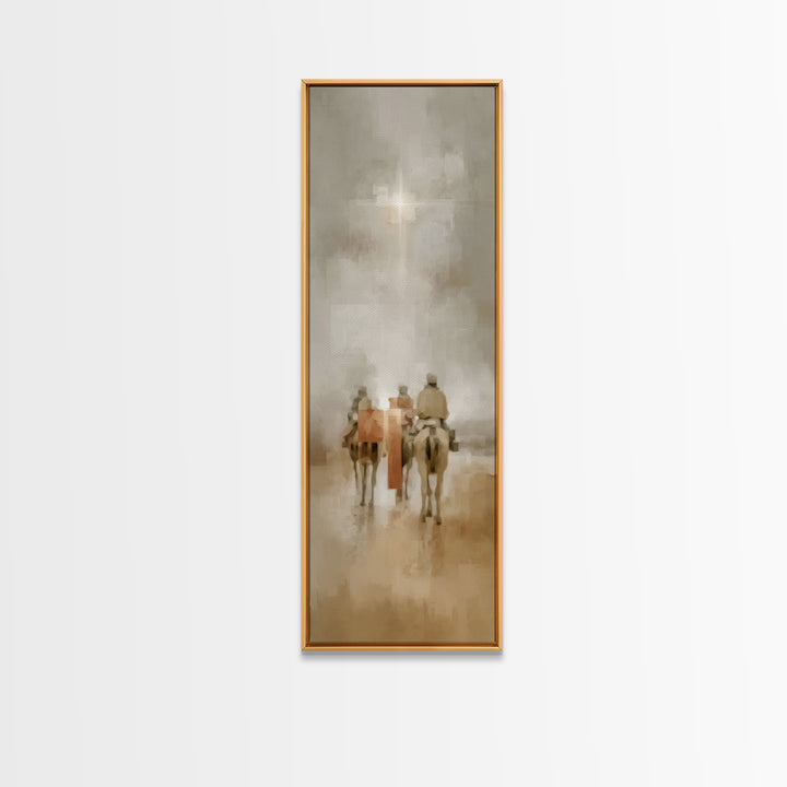 Desert Star Journey – Framed Canvas Print – Christian Wall Art – Tall Narrow Wall Art – Christian Art Canvas – Christmas Art