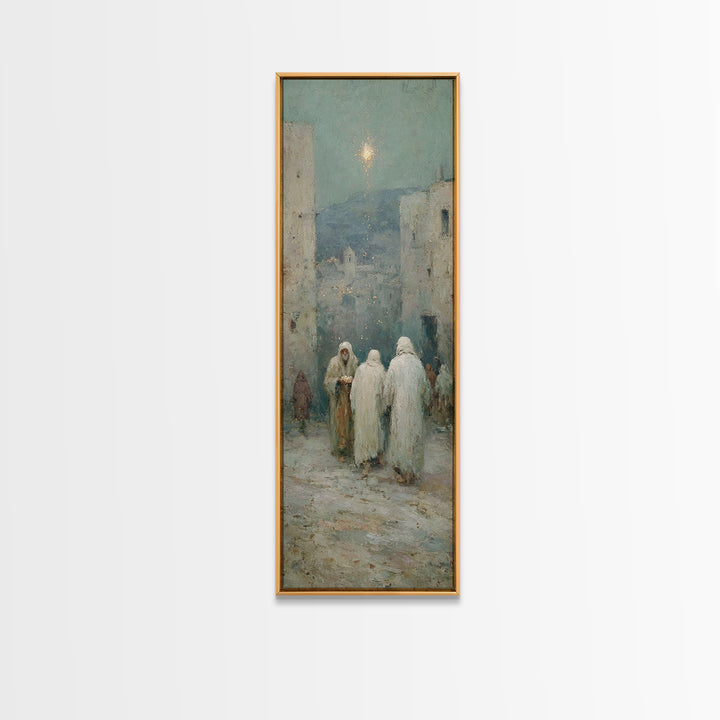 Bethlehem Pathway – Framed Canvas Print – Christian Christmas Art – Narrow Art – Christian Art Work – Christian Wall Art