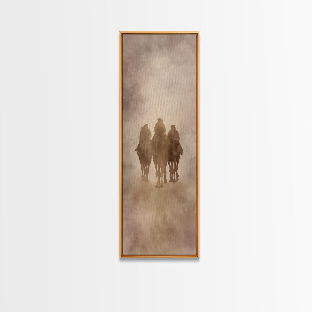 Golden Star Calling – Framed Canvas Print – Christian Art Canvas – Tall Narrow Wall Art – Christian Christmas Art – Christian Art