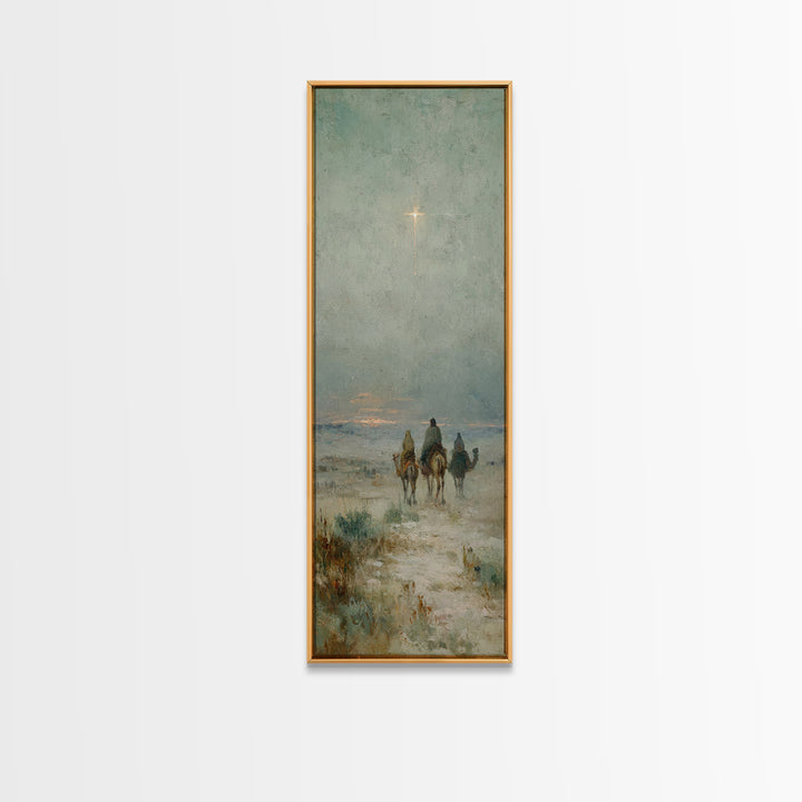 Morning Star Road – Framed Canvas Print – Christian Wall Art – Narrow Art – Christian Christmas Art – Christian Art Work
