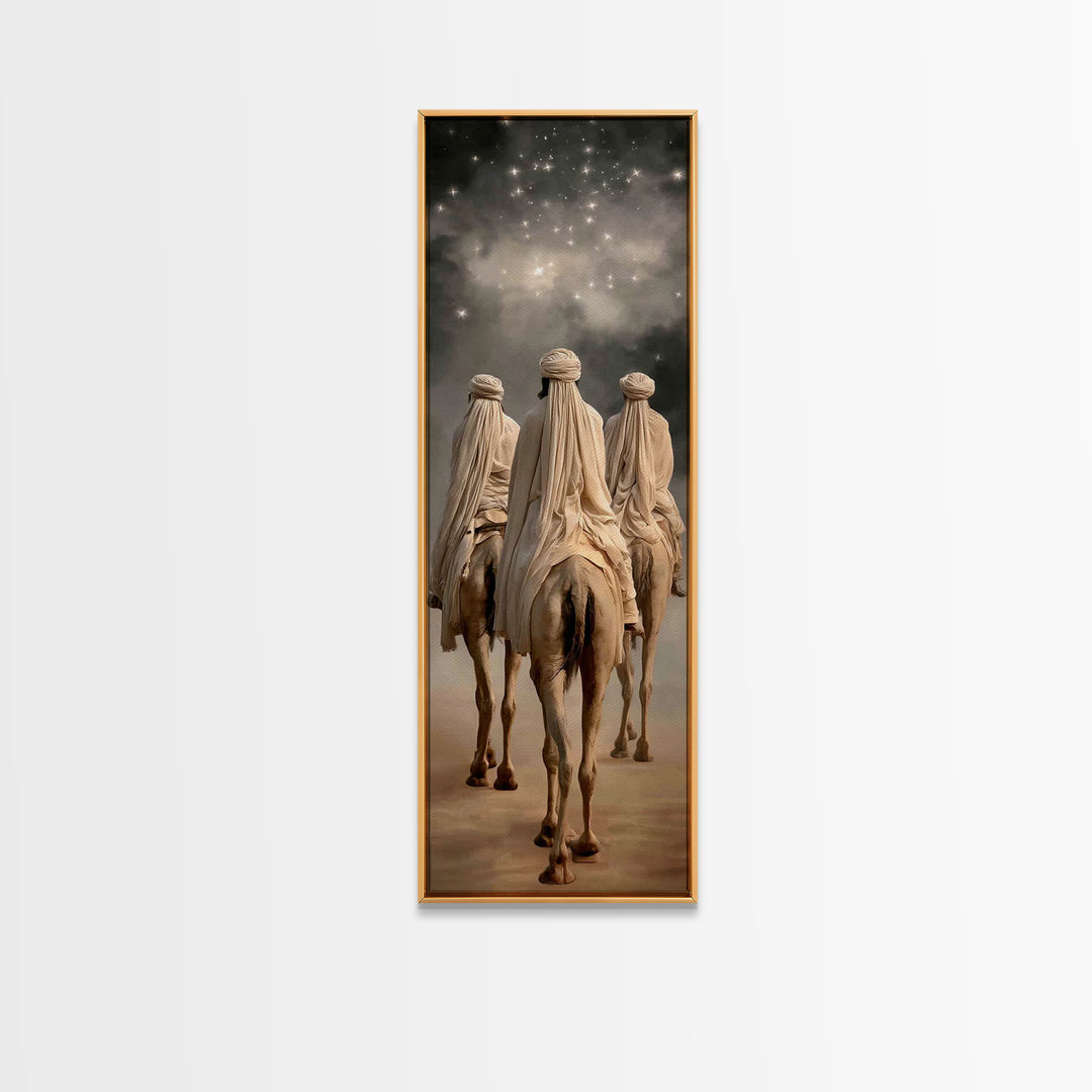 Night Sky Caravan – Framed Canvas Print – Christian Art Canvas – Tall Skinny Art Print – Christian Wall Art – Christmas Art
