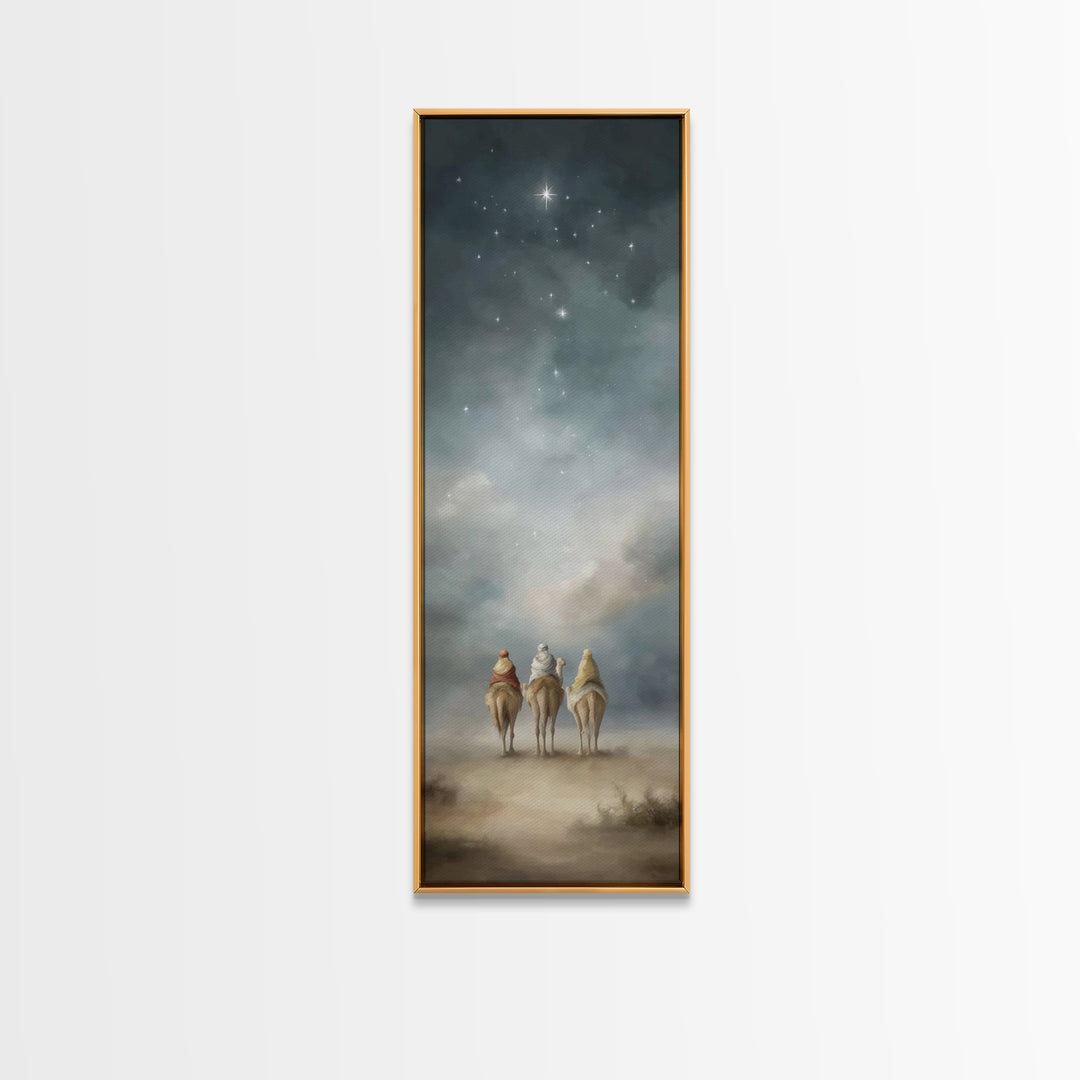 Desert Night Journey, Framed Canvas Print, Skinny Art, Christian Christmas Art, Christian Art Canvas, Large Christian Art, Modern Christian