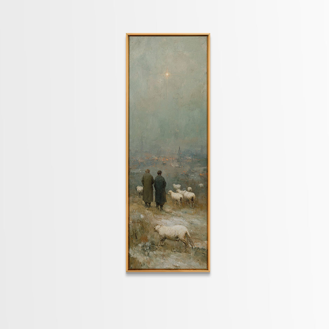 Star Of Bethlehem, Framed Canvas Print, Narrow Art, Christian Wall Art, Christian Art Print, Jesus Painting, Christmas Canvas Wall Art