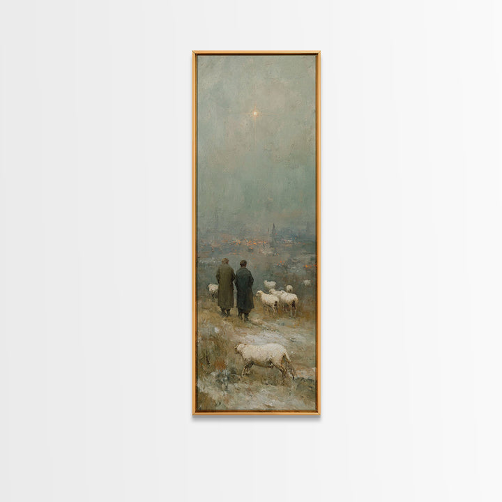 Star Of Bethlehem, Framed Canvas Print, Narrow Art, Christian Wall Art, Christian Art Print, Jesus Painting, Christmas Canvas Wall Art