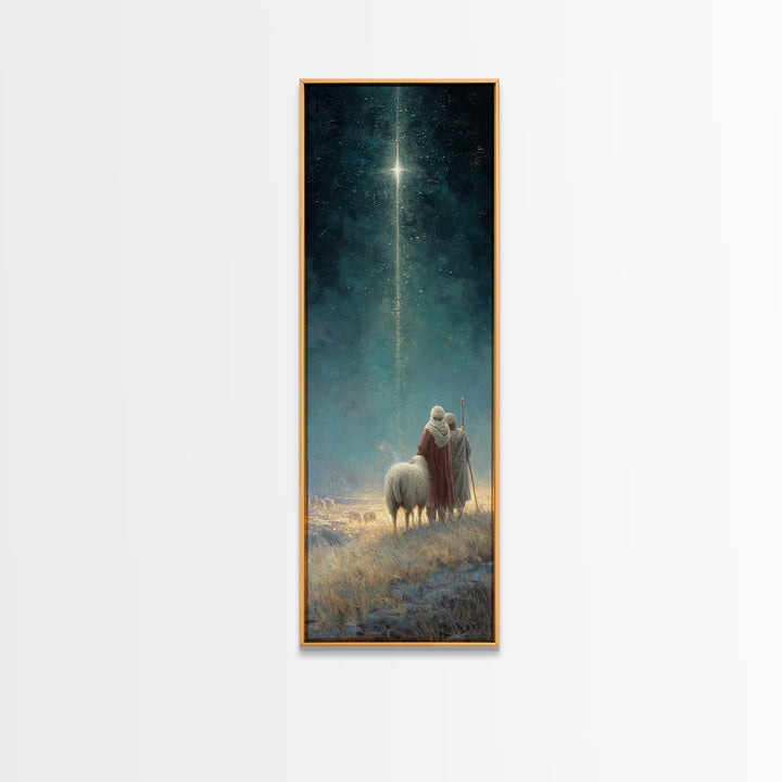 Heavenly Calling, Framed Canvas Print, Narrow Art, Christian Art, Christian Art Canvas, Christian Christmas Decorations, Moody Christmas Ar
