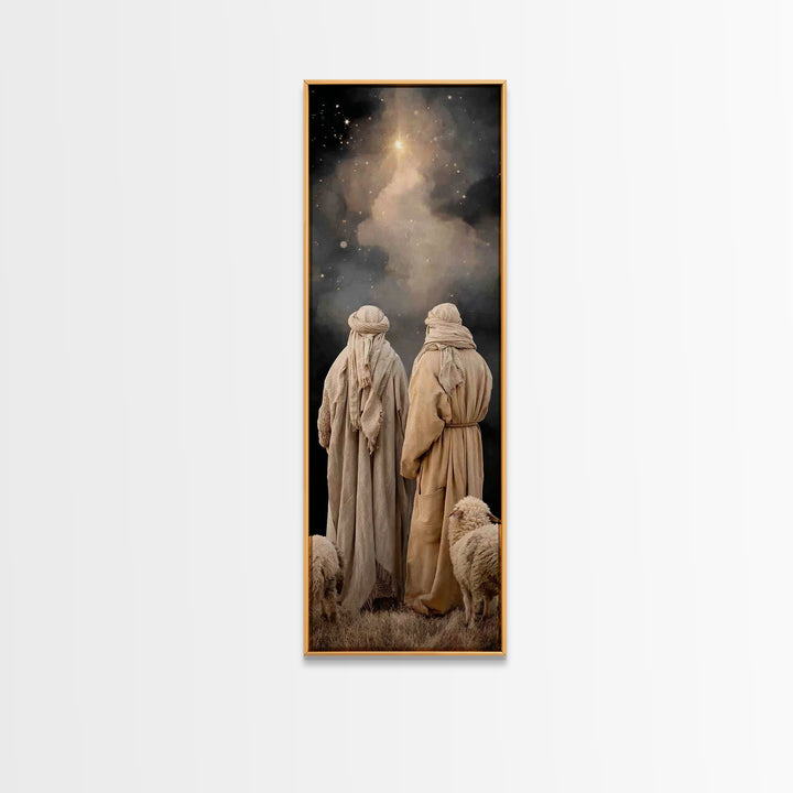 Divine Light Rise, Framed Canvas Print, Tall Narrow Wall Art, Christian Wall Art, Large Christian Painting, Christmas Art Prints, Christian