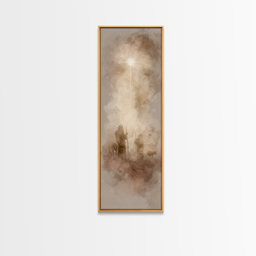 Holy Night Path, Framed Canvas Print, Skinny Art, Christian Art Canvas, Christian Gift Ideas, Christmas Canvas Wall Art, Minimalist Christi
