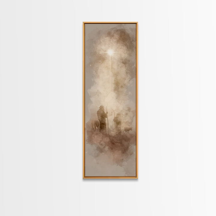 Holy Night Path, Framed Canvas Print, Skinny Art, Christian Art Canvas, Christian Gift Ideas, Christmas Canvas Wall Art, Minimalist Christi